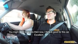 Fake Driving School - Tattooed redhead craves a big cock - 08/11/2017