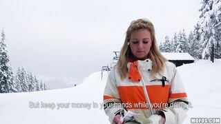 nathaly cherie, public pickups flashing double-d's while she skis - 05.06.2013
